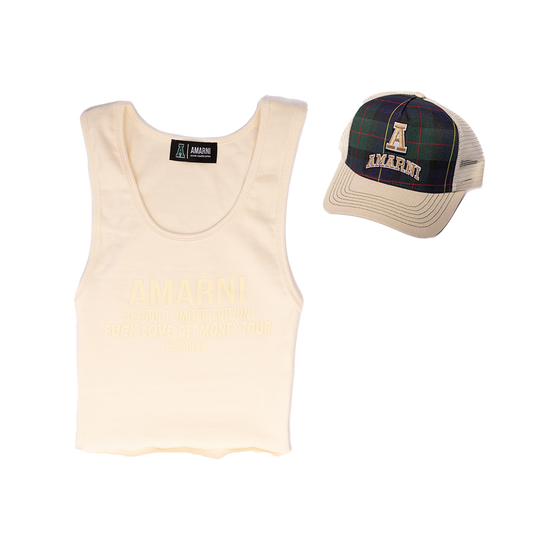 Ribbed Singlet (Off-White) + Hat Combo